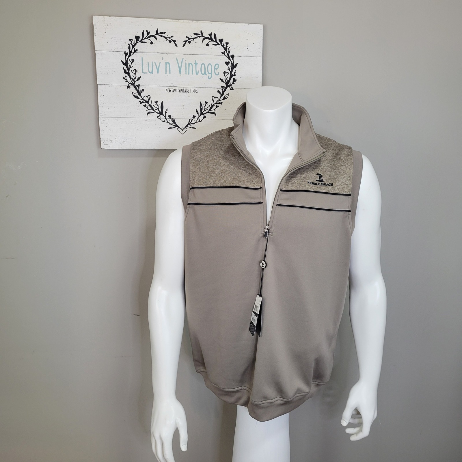 Pebble Beach Performance Mens Vest Quarter Zip Logo Golf Casual Size M